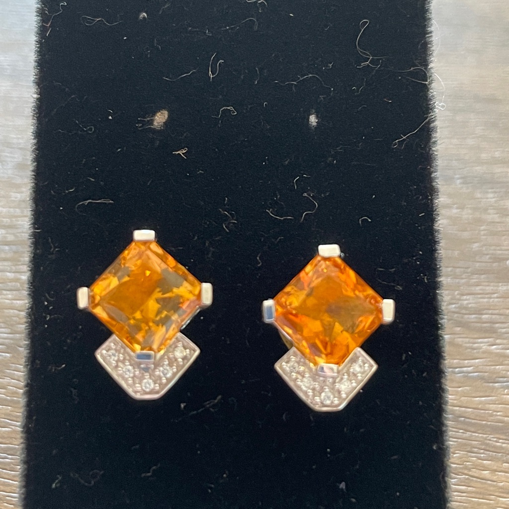 Citrine & 14k White Gold Earrings